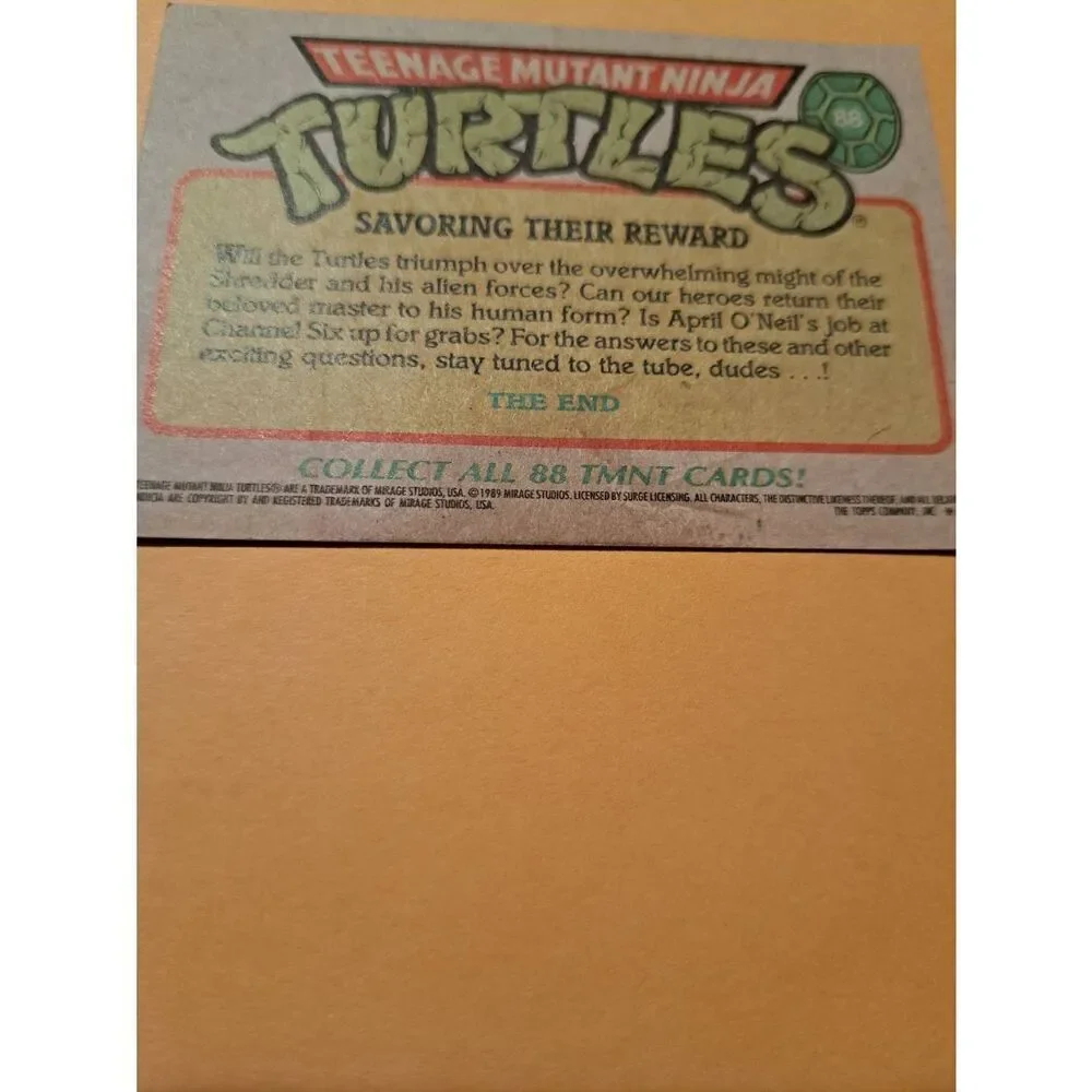 1989 Topps TMNT Trading Card 88 Teenage Mutant Ninja Turtles